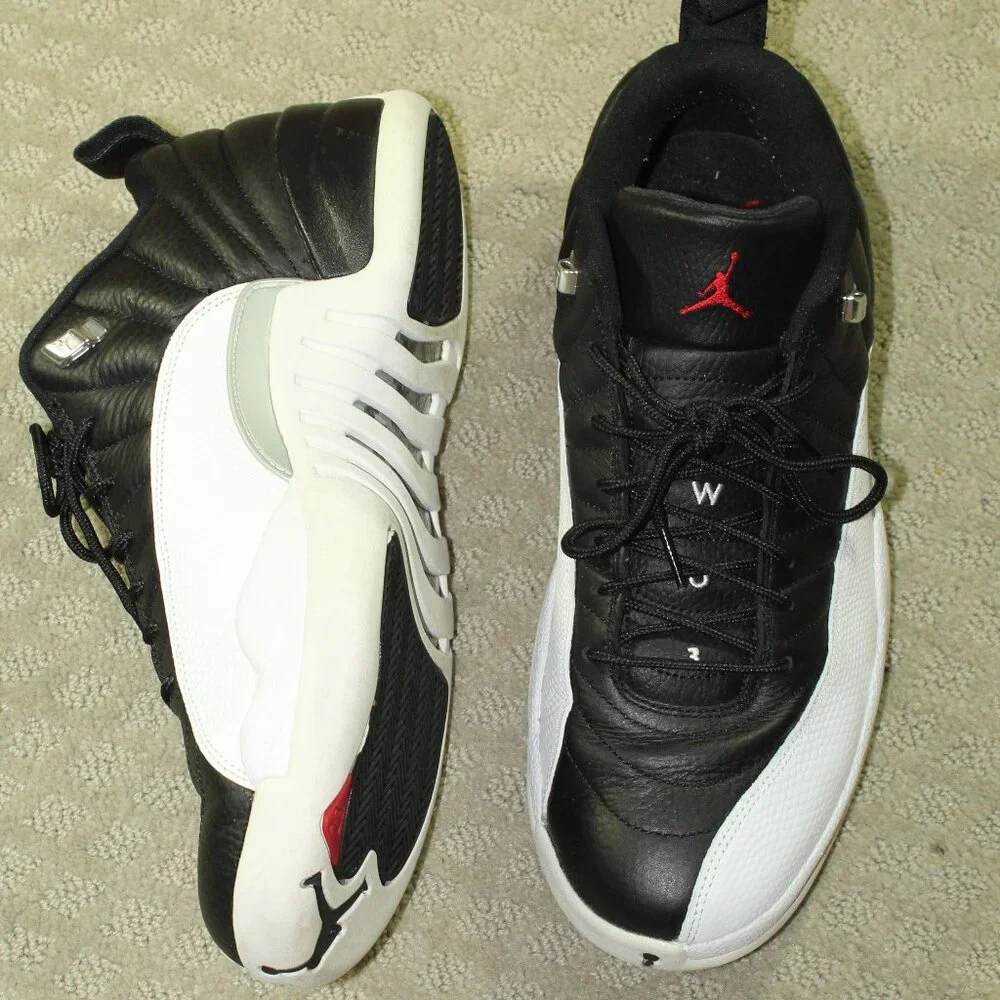 Size 12 - Air Jordan 12 Retro Low Playoffs Black/Varsity Red-White Sneakers IOB